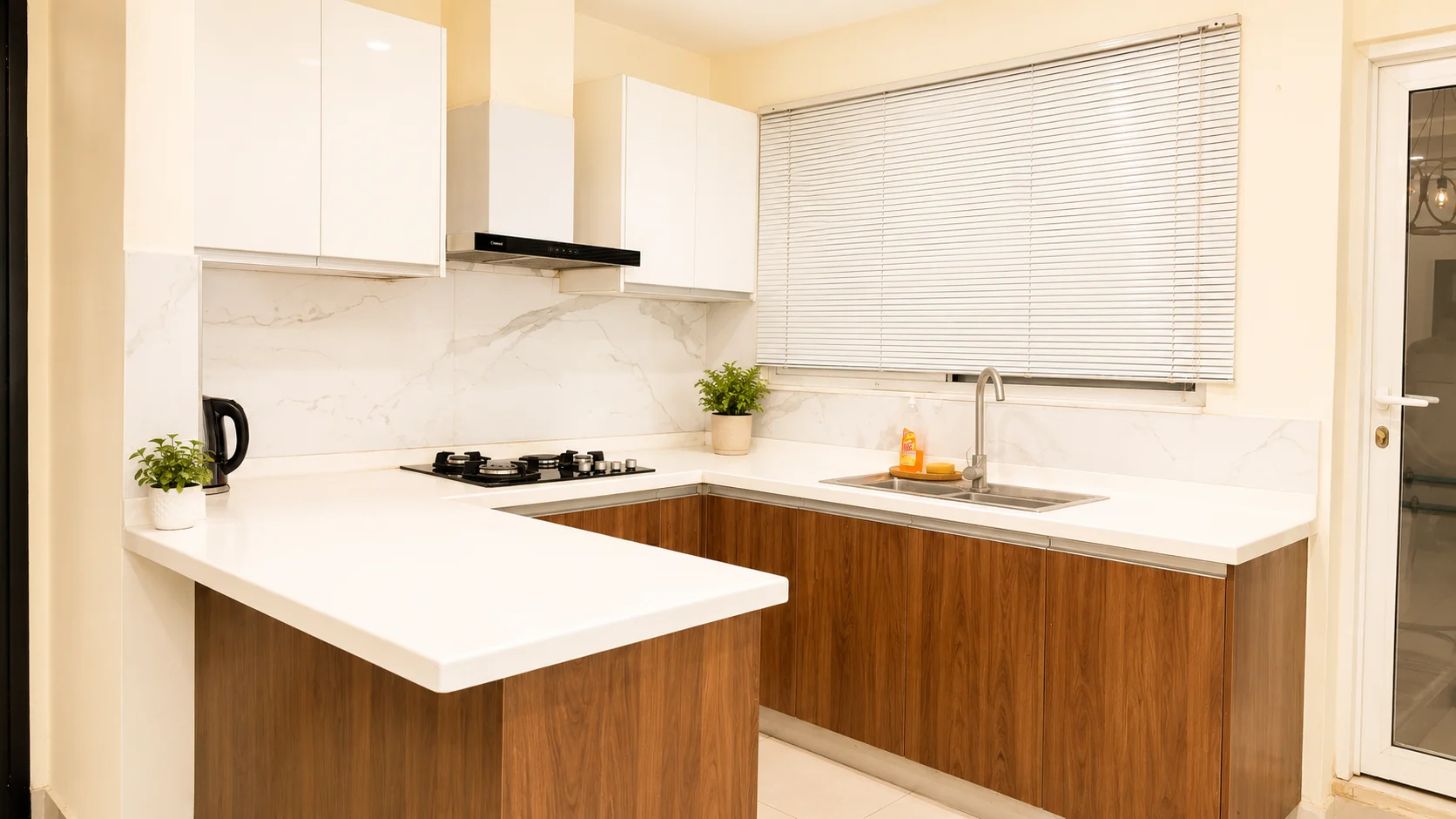 Fully equipped modern kitchen in long stay apartment at Elysium Tower Islamabad